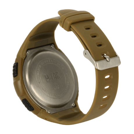 M-Tac Taktisk Ur med Pedometer set bagfra med robust rem og metalbagside.