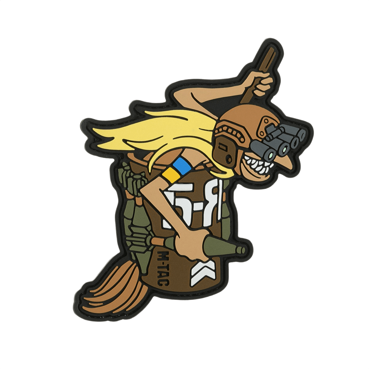 M‑Tac Patch Baba-Yaga Vertical PVC-patch med natkikkert og granater, inspireret af ukrainske UAV-operatører, 9x13,5 cm, realistisk 3D-design.