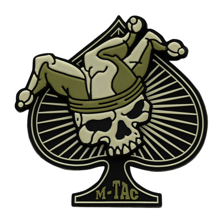 M-Tac Ace of Spades 3D PVC Patch med Jester kranie design, Velcro fastgørelse, taktisk morale patch til militær og outdoor brug