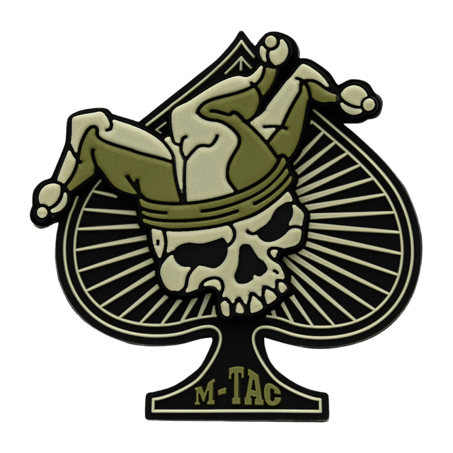 M-Tac Ace of Spades 3D PVC Patch med Jester kranie design, Velcro fastgørelse, taktisk morale patch til militær og outdoor brug