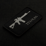 M-Tac AR-15 223/5,56 Laser Cut Patch med Velcro, taktisk morale patch til tøj og udstyr. Slidstærkt Cordura 500D materiale.