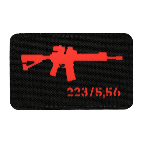 M-Tac AR-15 223/5,56 Laser Cut Patch med Velcro på sort Cordura baggrund, designet til militær og outdoor brug, 80 x 50 mm.