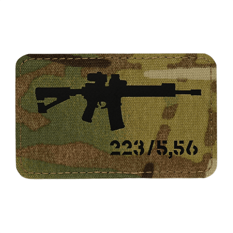 M-Tac AR-15 223/5,56 Laser Cut Patch, taktisk morale patch med Velcro, Cordura 500D, slidstærk til militær og airsoft brug.