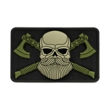 M-Tac Bearded Skull 3D PVC Patch med Velcro, taktisk patch med skægget kranium design, holdbar til militær og udendørs brug.