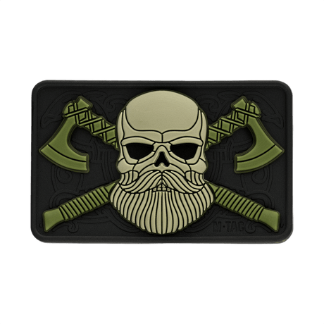 M-Tac Bearded Skull 3D PVC Patch med Velcro, taktisk patch med skægget kranium design, holdbar til militær og udendørs brug.