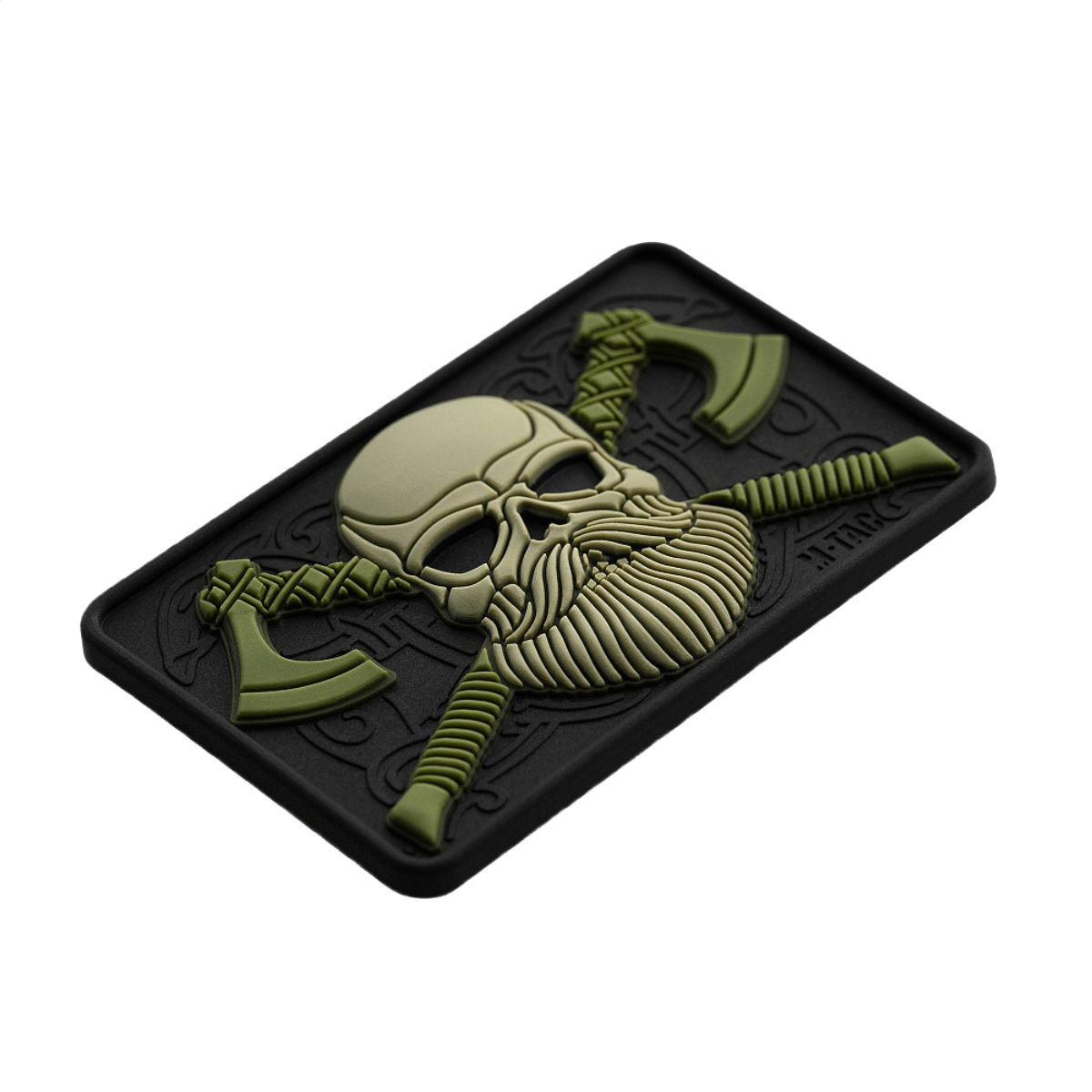 M-Tac Bearded Skull 3D PVC Patch i PVC med skægget kranium og Velcro til fastgørelse på militær- og outdoorudstyr.