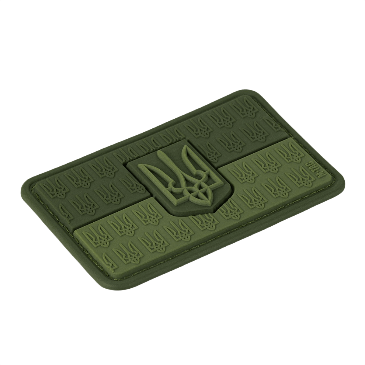 M-Tac Patch Ukraine Flag med Våbenskjold i grønt, 3D-relief, lavet af holdbar Cordura 500D med velcro. Størrelse: 8x5 cm.