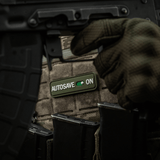 M-Tac Patch Autosave PVC på taktisk vest med 3D-effekt og velcro-bagside, perfekt til tøj og udstyr, materiale PVC, dimensioner 8x2.5 cm