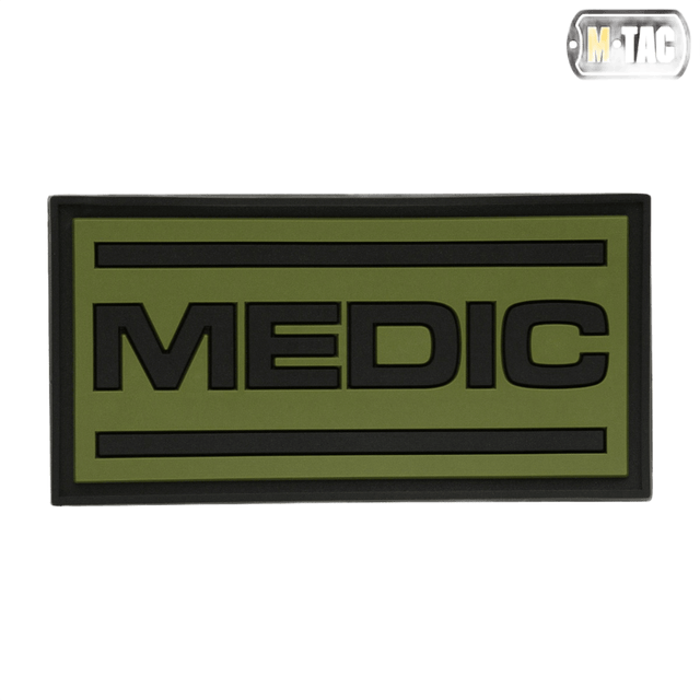 M-Tac Patch Medic PVC 3D 3D-taktil lægeplaster i grønt med velcro, fleksibelt PVC-materiale, dimensioner 70x35 mm