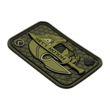 M-Tac Patch Molon Labe 3D PVC, taktisk patch inspireret af 300 spartanere, grøn gummi med velcro, perfekt til uniform eller rygsæk.