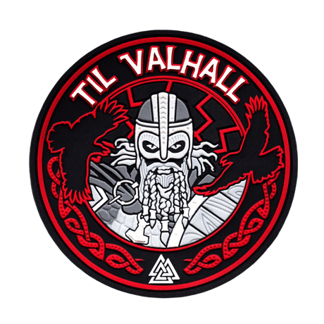 M-Tac Patch Til Valhall PVC, en hyldest til norske soldater, med vikingedesign og velcro-bagside, diameter 80 mm.