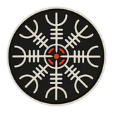 M-Tac Patch Egeshjelm 3D PVC med Helm of Terror symbol i sort, rød og hvid, gummi med Velcro, diameter 55 mm, til uniform eller taske.