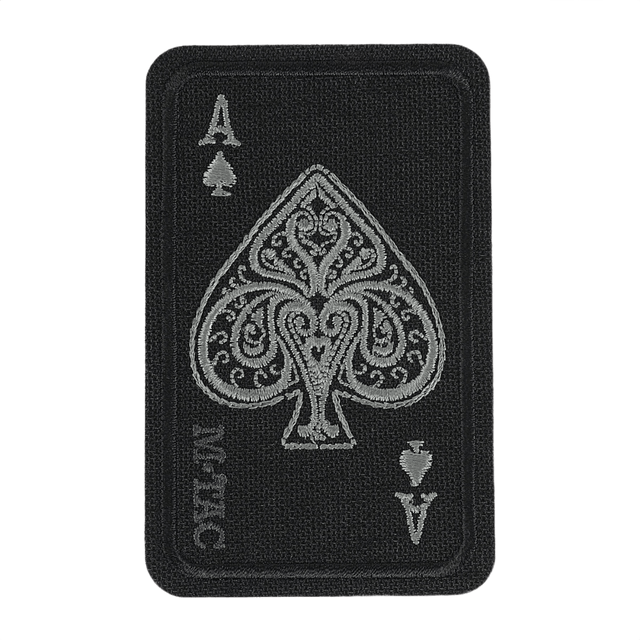 M-Tac Patch Ace Of Spades (Broderi) i Cordura 500D med Velcro fastgørelse, ideel til tøj og taktisk udstyr, størrelse 5 x 8 cm.