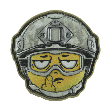 M-Tac Patch Emoji #24 med 3D-effekt i PVC og Velcro, militær emoji morale patch, ideel til taske eller udstyr, 6.5 x 6.5 cm