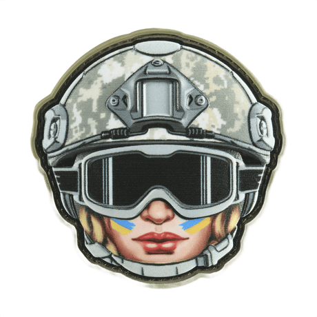 M-Tac Patch Emoji #49 PVC morale patch med hjelm og 3D-effekt, Velcro-fastgørelse, ideel til tøj og udstyr, sjovt og taktisk design.