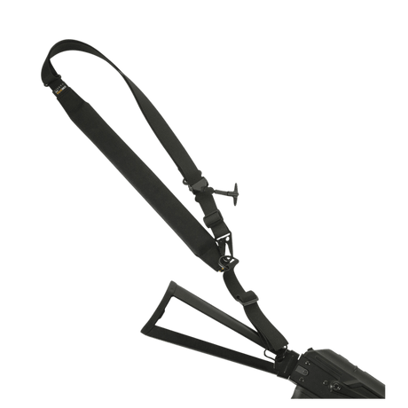 M-Tac Universal Våbenrem med multifunktionelt design for komfortabel våbenhåndtering, vist monteret til gevær.