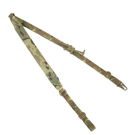 M-Tac Universal Våbenrem i camouflage mønster med multifunktionelt design for nem håndtering af våben, to- og enkelt-punkts fastgørelse.