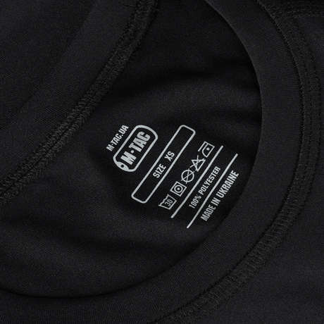 Størrelsesmærke på M-Tac T-shirt Ultra Light Polartec Lady, viser detaljernes mærkat og stofsammensætning.