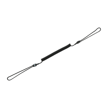 M-Tac Safety Cord Medium Kombineret med D-ring, sikkerhedssnor til MOLLE-system, sort farve, risiko-reducering af tab og tyveri.