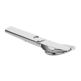 M-Tac Stål Bestiksæt Small (4 dele) - robust rejsebestik i stål, kompakt design til udendørsaktiviteter, her vist en del af sættet.