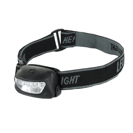 M-Tac Pandelygte 4+1 LED med elastisk hovedrem og 5 LED lysindstillinger, perfekt til udendørs aktiviteter og camping.