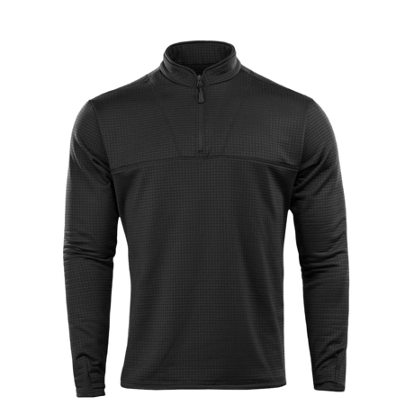 M-Tac Thermal Fleece Trøje Delta Level 2 i sort, designet som andet lag i ECWCS til kolde klimaer, med YKK lynlåse, 100% polyester, 250 g/m².