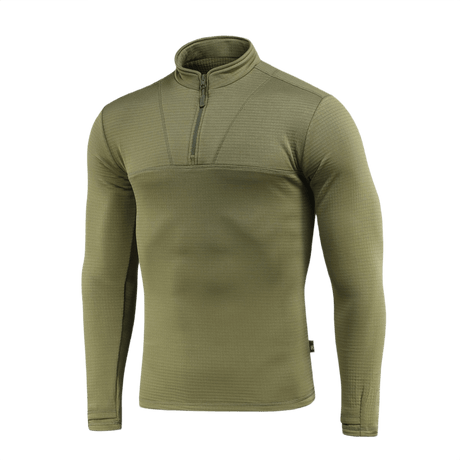M-Tac Thermal Fleece Trøje Delta Level 2 i grøn, designet til koldt klima med YKK lynlåse, fremragende varme- og fugtstyring.