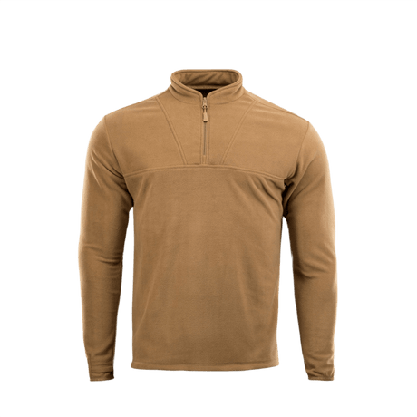 M-Tac Delta Fleece Jakke i lysebrun med tommelhuller, ideel til koldt vejr og udendørs aktiviteter, fremstillet af let og varm fleece.