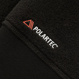 Nærbillede af M-Tac Polartec Sport Fleecejakke med Polartec-logo, viser kvalitet og tekstur af premium 200 Series fleece materiale.