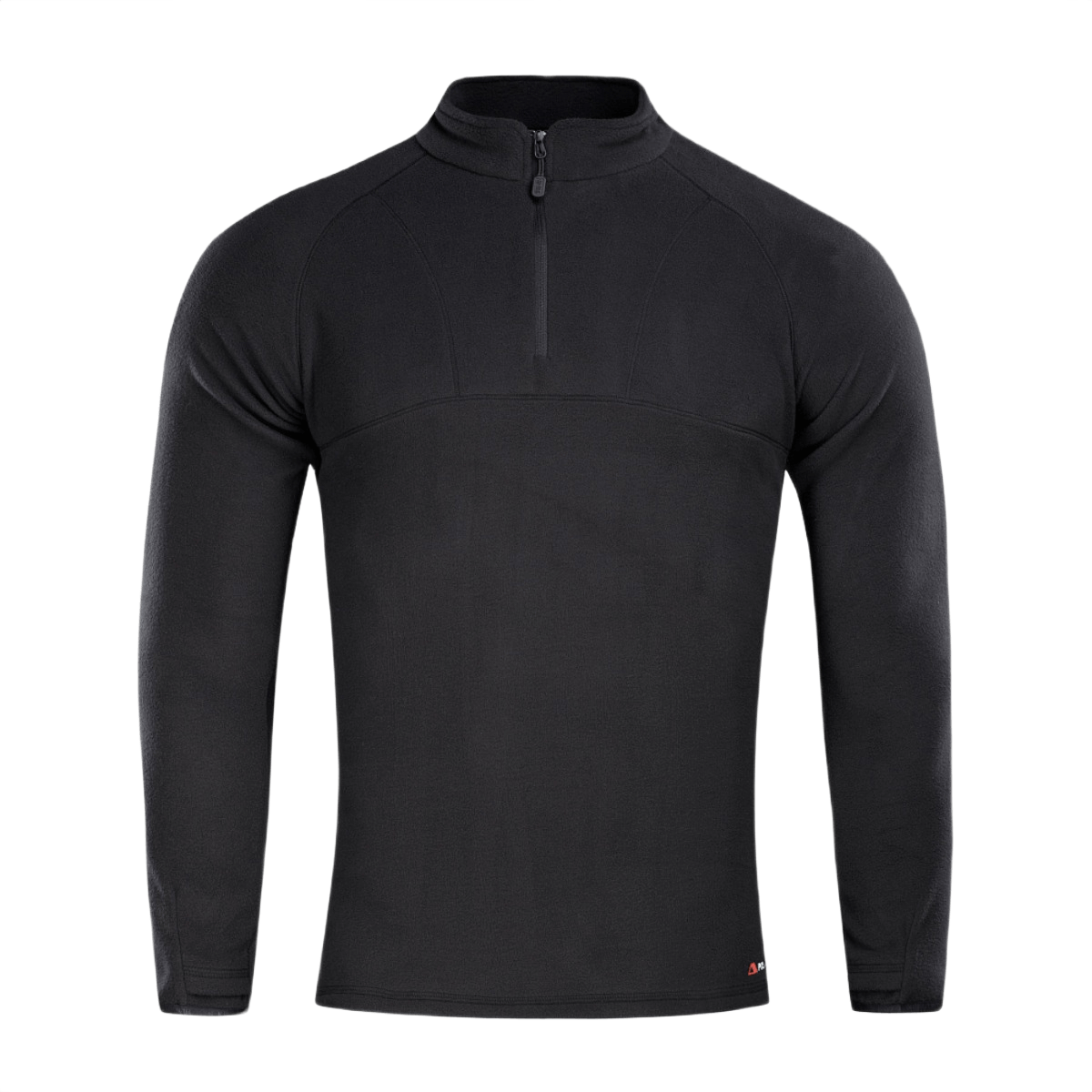 M-Tac Delta Polartec Raglan Jakke i sort fleece til hverdagsbrug og udendørsaktiviteter, med høj krave og halv lynlås.