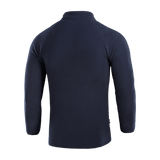 Bagsiden af M-Tac Delta Polartec Raglan Jakke i marineblå med raglan-ærmer, lavet af Micro Series fleece fra Polartec.