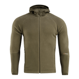 M-Tac Polartec Sport Hættetrøje i grøn farve, der tilbyder varmeisolering og åndbarhed, perfekt til fysisk aktivitet under skiftende vejrforhold.