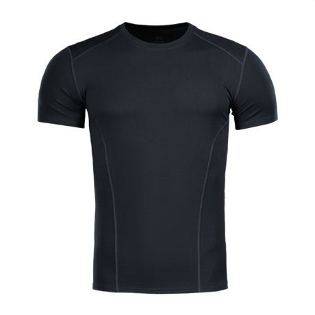 M-Tac Sweat-Wicking T-Shirt Athletic i sort, kortærmet design med anatomisk pasform i svedtransporterende polyester til sport.