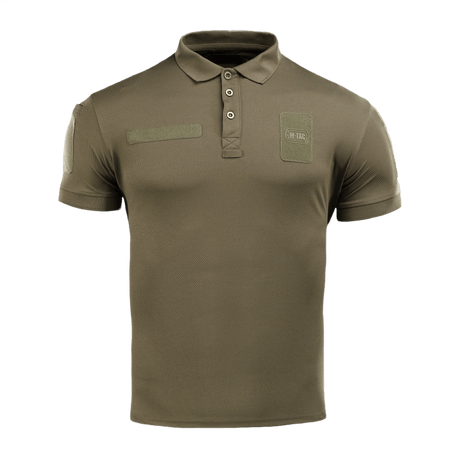 M-Tac Polo Elite Tactical Coolmax i olivengrøn, designet til politi og sikkerhedsarbejde, svedtransporterende Coolmax® materiale.