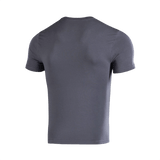 M-Tac T-shirt 93/7 i grå, set bagfra, lavet af 93% bomuld og 7% elastan, ideel til hverdags- og aktiv brug, bevarer formen efter vask.