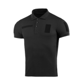 M-Tac Tactical Polo Shirt 65/35 i sort med velcro-paneler til politiet og sikkerhedspersonale for komfort og bevægelsesfrihed.