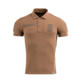 M-Tac Tactical Polo Shirt 65/35 til politi og sikkerhed, beige, let og holdbart materiale med velcro-paneler til patches og ID.