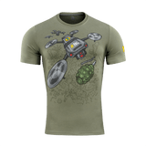 M-Tac T-Shirt Quadcopter til UAV-operatører med quadcopter-design og bombemotiv i magna blæk, lavet af 93% bomuld, 7% elastan.
