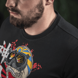 M-Tac T-Shirt Kamikaze Spirit med stiliseret kranie og FPV-goggles printet på sort stof, ideel til FPV-operatører.