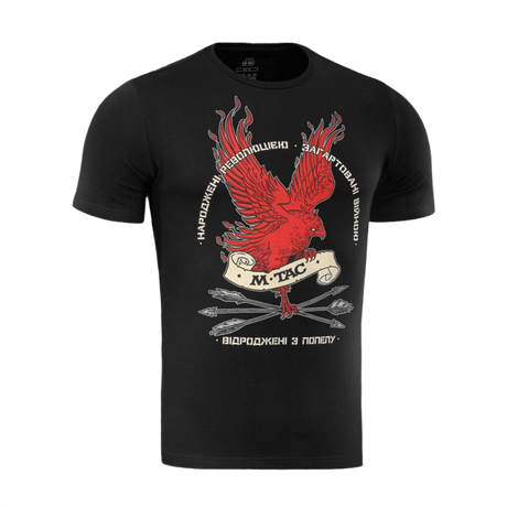 M-Tac T-Shirt Phoenix med Føniks-design, symboliserer genopstandelse og styrke, printet med brandets slogan og krydsede pile.
