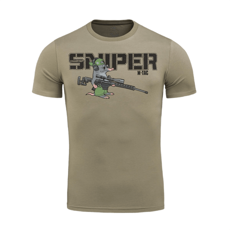 M-Tac T-Shirt Talpa med sjovt print af sniper muldvarp i beige bomuldsblanding