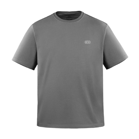 M-Tac Cotton HARD T-shirt i grå farve med reflekterende logo, oversize snit for maksimal bevægelsesfrihed og komfort, 100% bomuld.