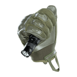 M-Tac Handsker Assault Tactical Mk.4 med læderforstærkning og justerbar velcro, perfekt til våbenhåndteringsopgaver, grøn farve.