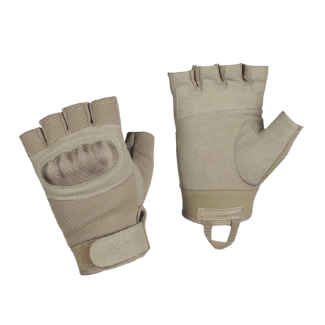M-Tac Fingerløse Handsker Assault Tactical Mk.3 med forstærket håndflade og velcro, ideelle til taktisk brug og våbenhåndtering.