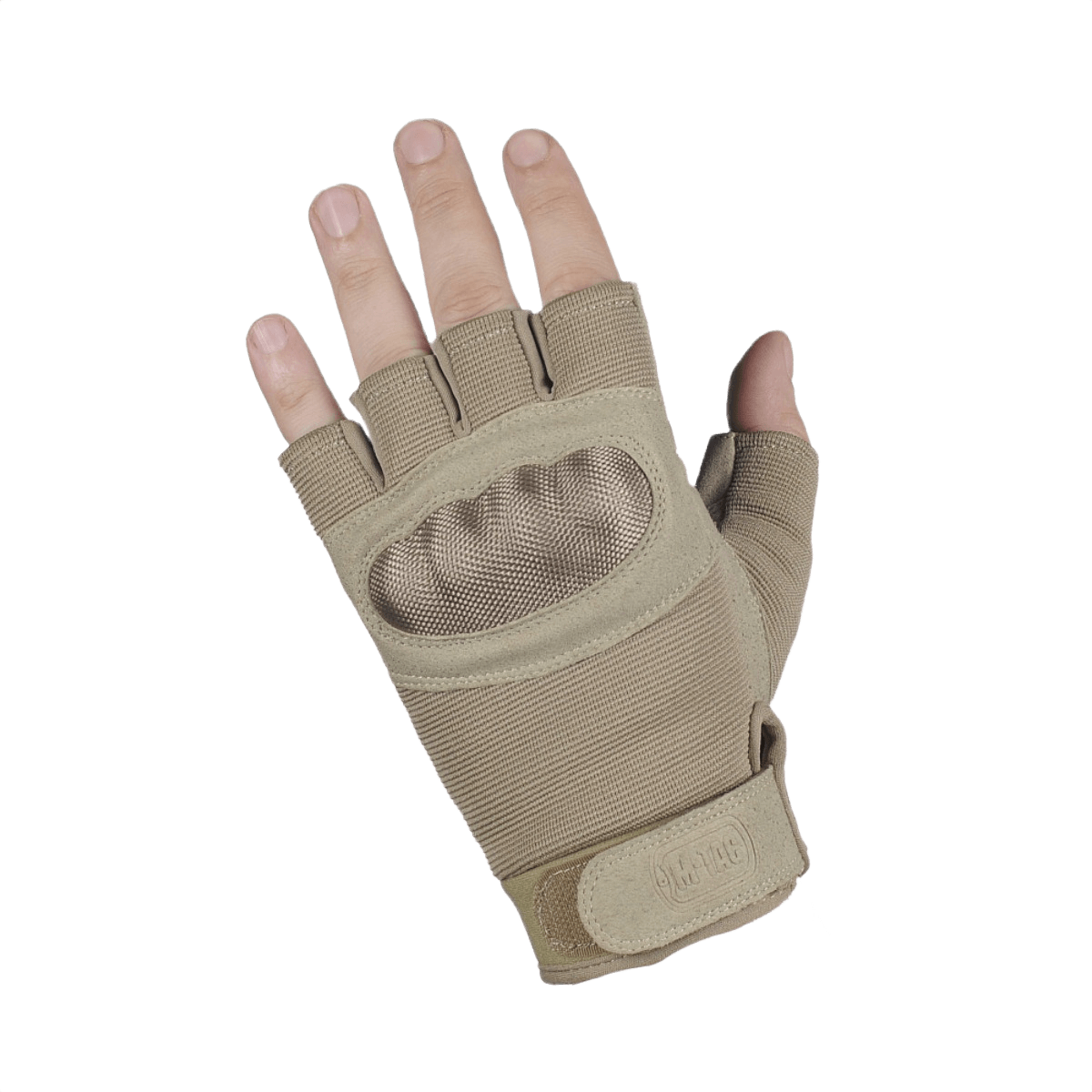 M-Tac Fingerløse Handsker Assault Tactical Mk.3 med forstærket håndflade og velcro for optimal greb og komfortable pasform.