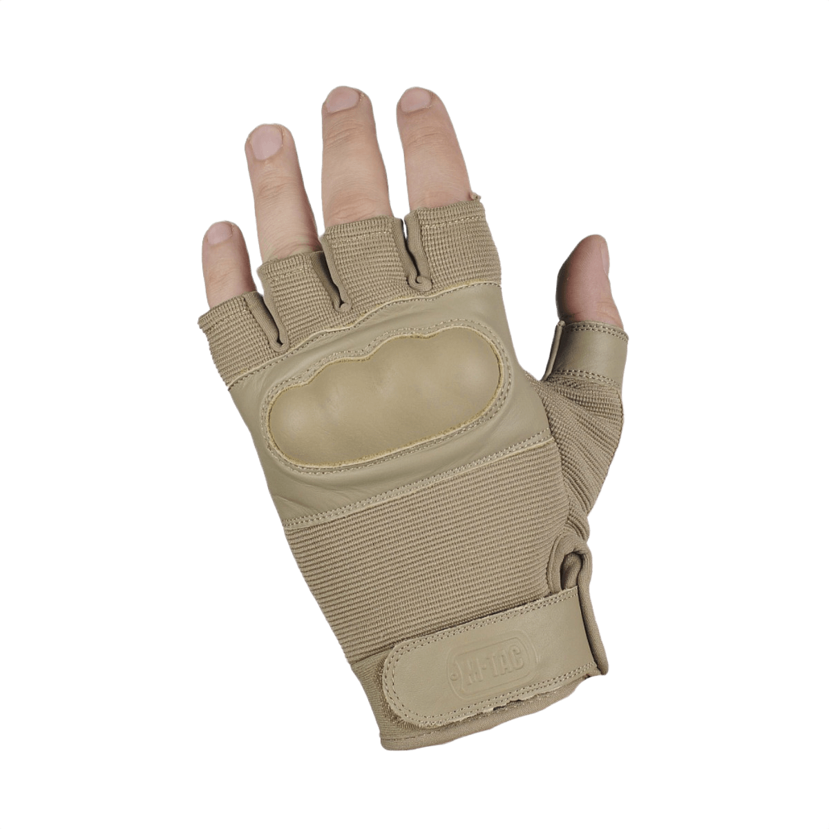 M-Tac Fingerløse Handsker Assault Tactical Mk.4 i ægte læder med forstærket håndflade og justerbar velcro for komfortabel pasform.