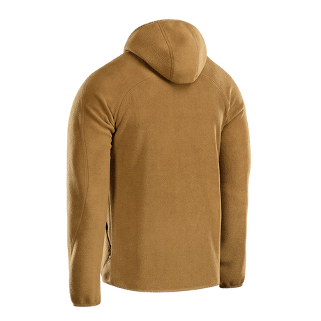 M-Tac Lite Microfleece Hættetrøje i lysebrun, set bagfra, fremstillet af åndbar mikrofleece med elastiske kanter for komfortable pasform.
