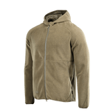 M-Tac Lite Microfleece Hættetrøje i beige mikrofleece med hætte, designet til komfort og bevægelsesfrihed.