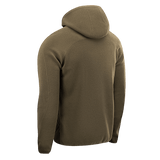 M-Tac Lite Microfleece Hættetrøje set bagfra i brun nuance, let og elastisk mikrofleece, ideel til træning og friluftsliv.