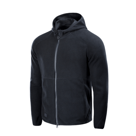 M-Tac Lite Microfleece Hættetrøje i sort, let og funktionel med elastisk mesh-struktur for komfort i hverdagen og friluftsliv.
